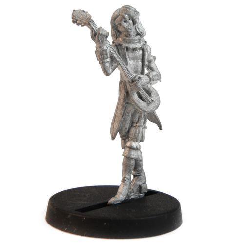 Unpainted pewter Elf Bard miniature, 35mm tall