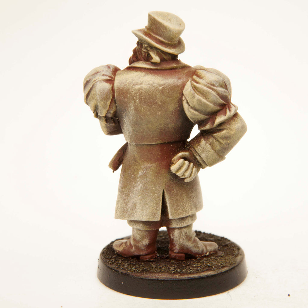 Primed pewter Half-Orc Nobleman miniature, 40mm tall, another view