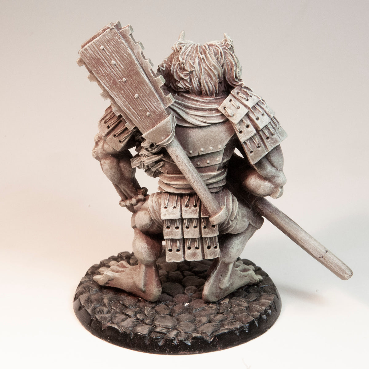 Primed resin Oni Troll miniature, 82mm tall, another view