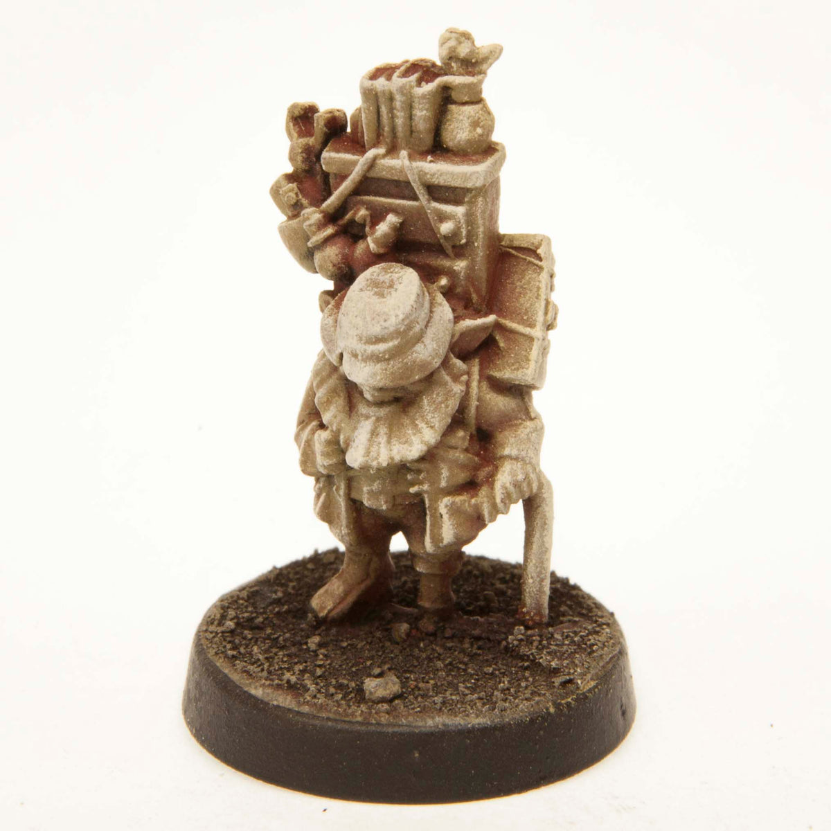Primed pewter Gnome Tinker miniature, 26mm tall