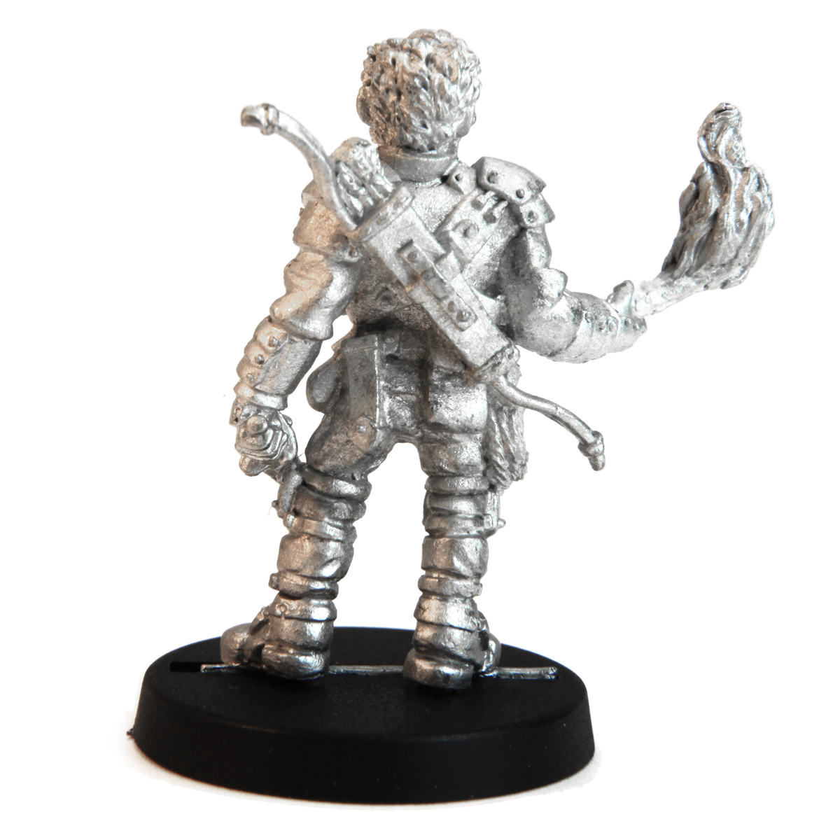 Unpainted pewter Male Human Ranger miniature, 34mm tall, another view