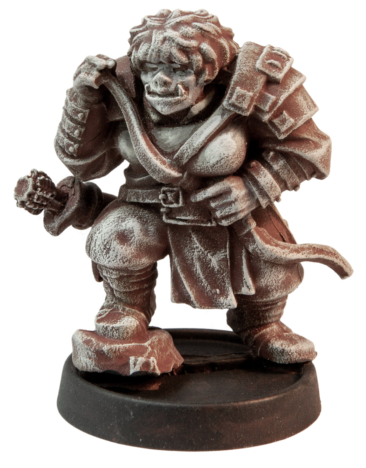 Primed pewter Female Orc Archer miniature, 37mm tall