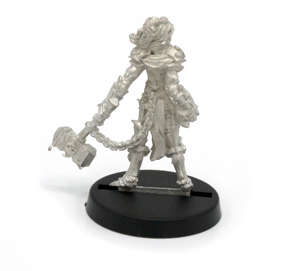 Unpainted pewter Elf Death Knight miniature, 31mm tall, another view