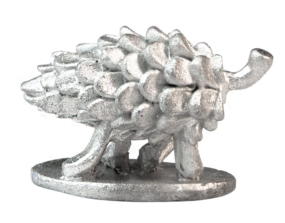Unpainted pewter Porcupinecone miniature, 16mm tall, another view
