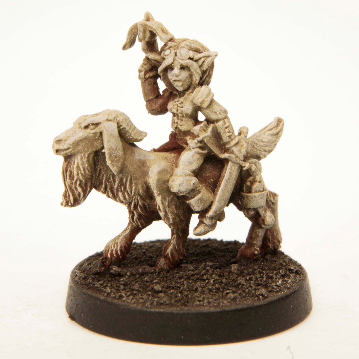 Primed pewter Gnome Scout Mounted miniature, 30mm tall
