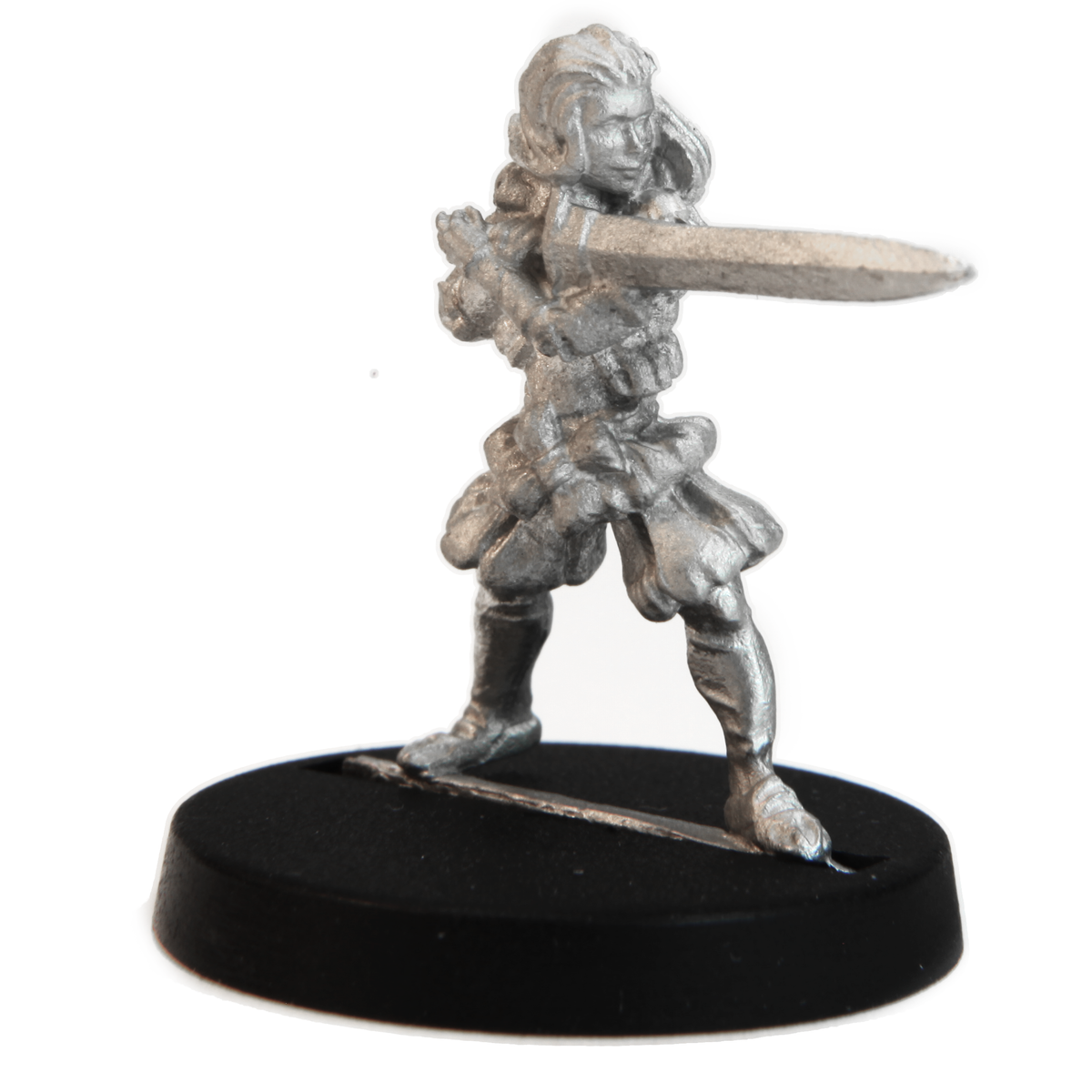Unpainted pewter Human Zweihander miniature, 24mm tall