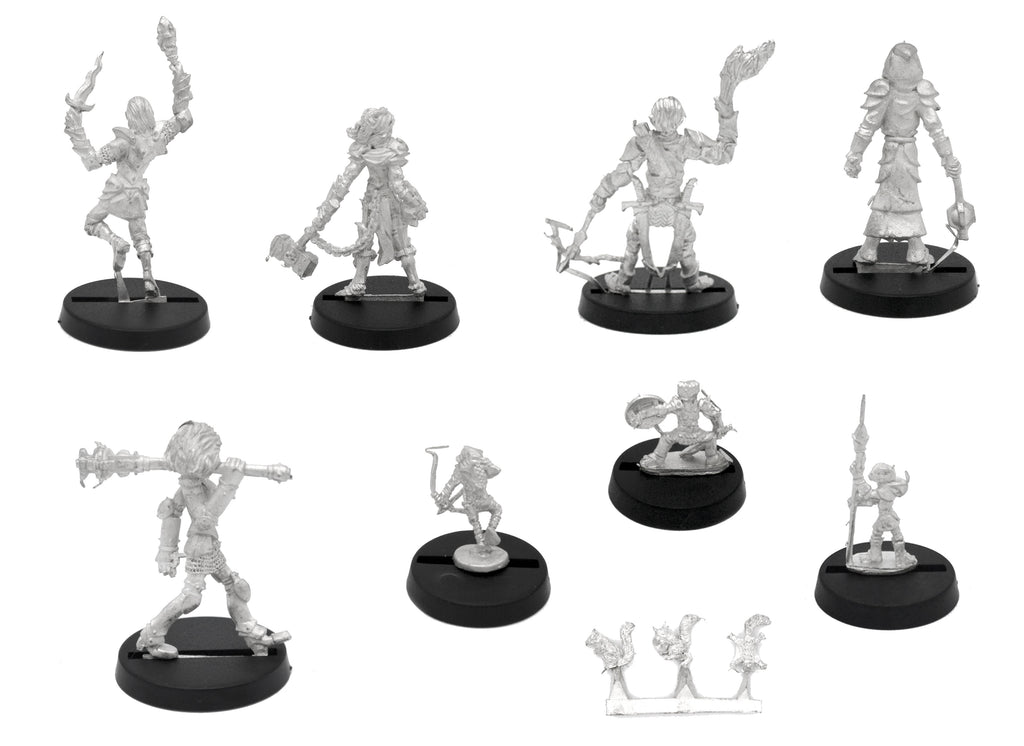 9 Piece League of CynThark Set, unpainted pewter miniatures, another view