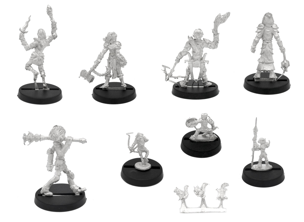 9 Piece League of CynThark Set, unpainted pewter miniatures, another view