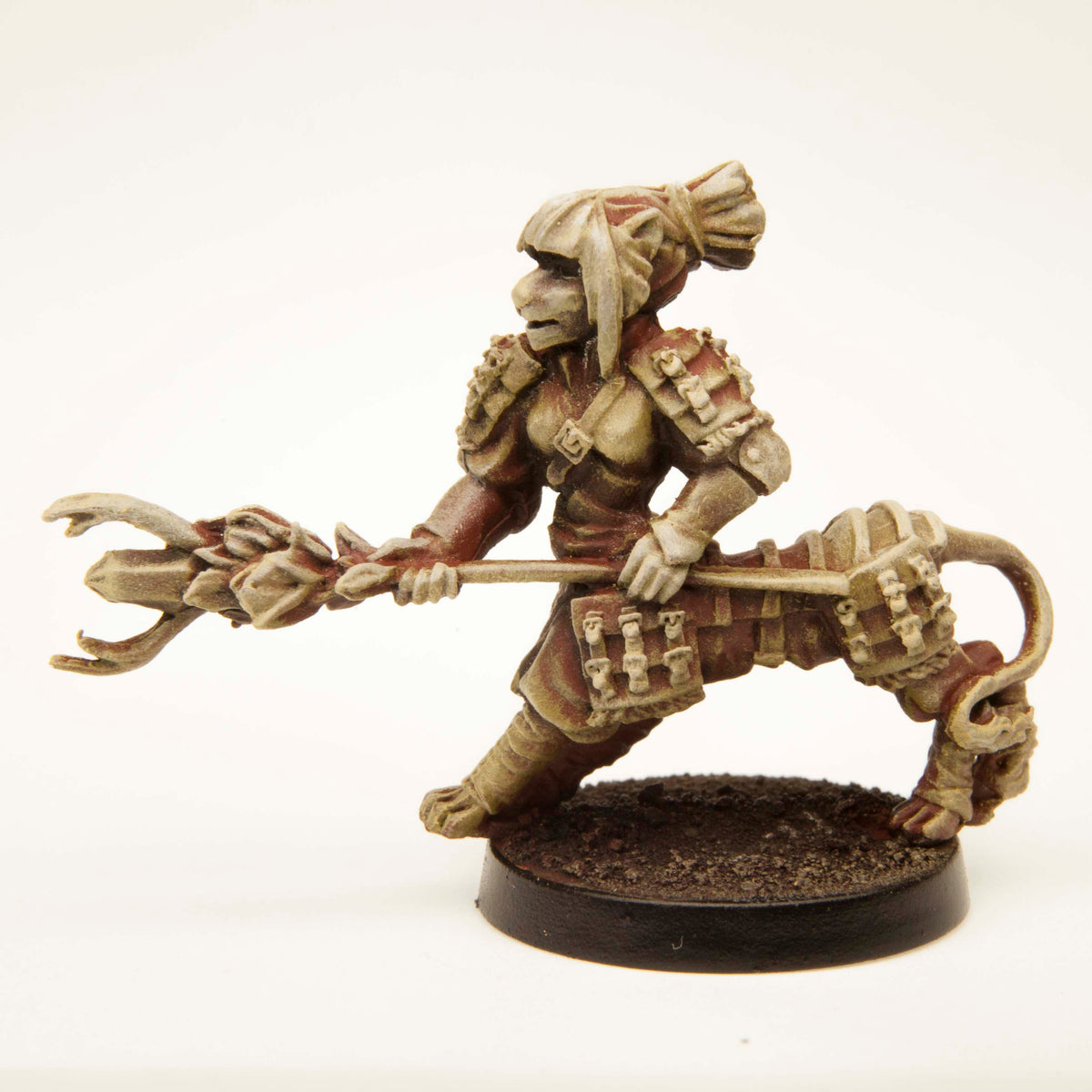 Primed pewter Half-Lion Druid miniature, 31mm tall