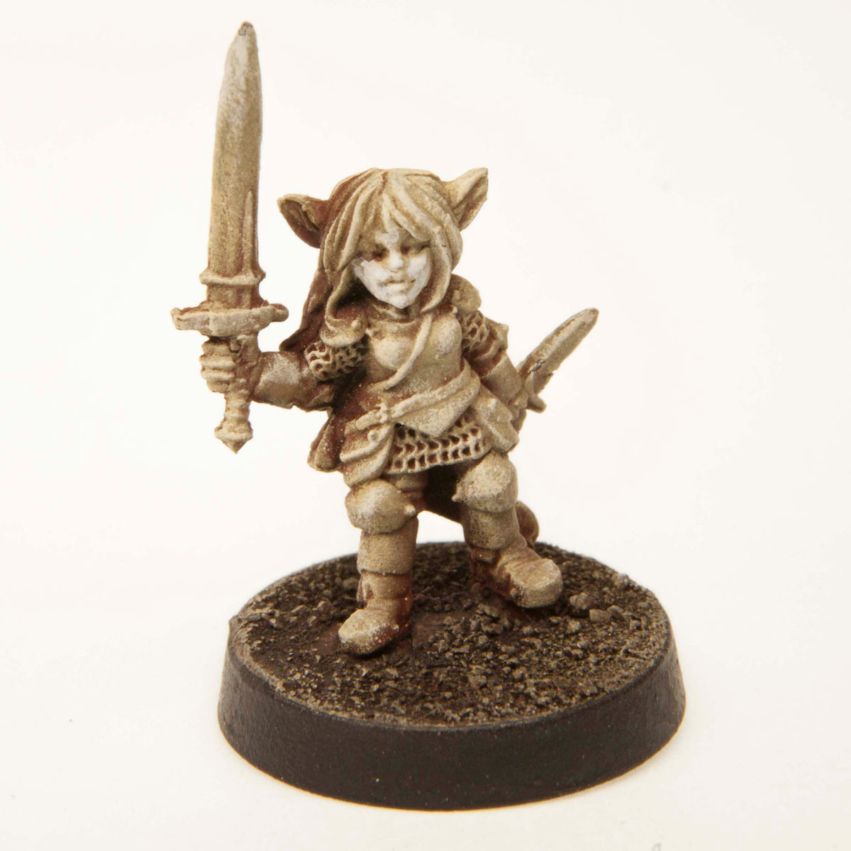 Primed pewter Gnome Paladin miniature, 28mm tall