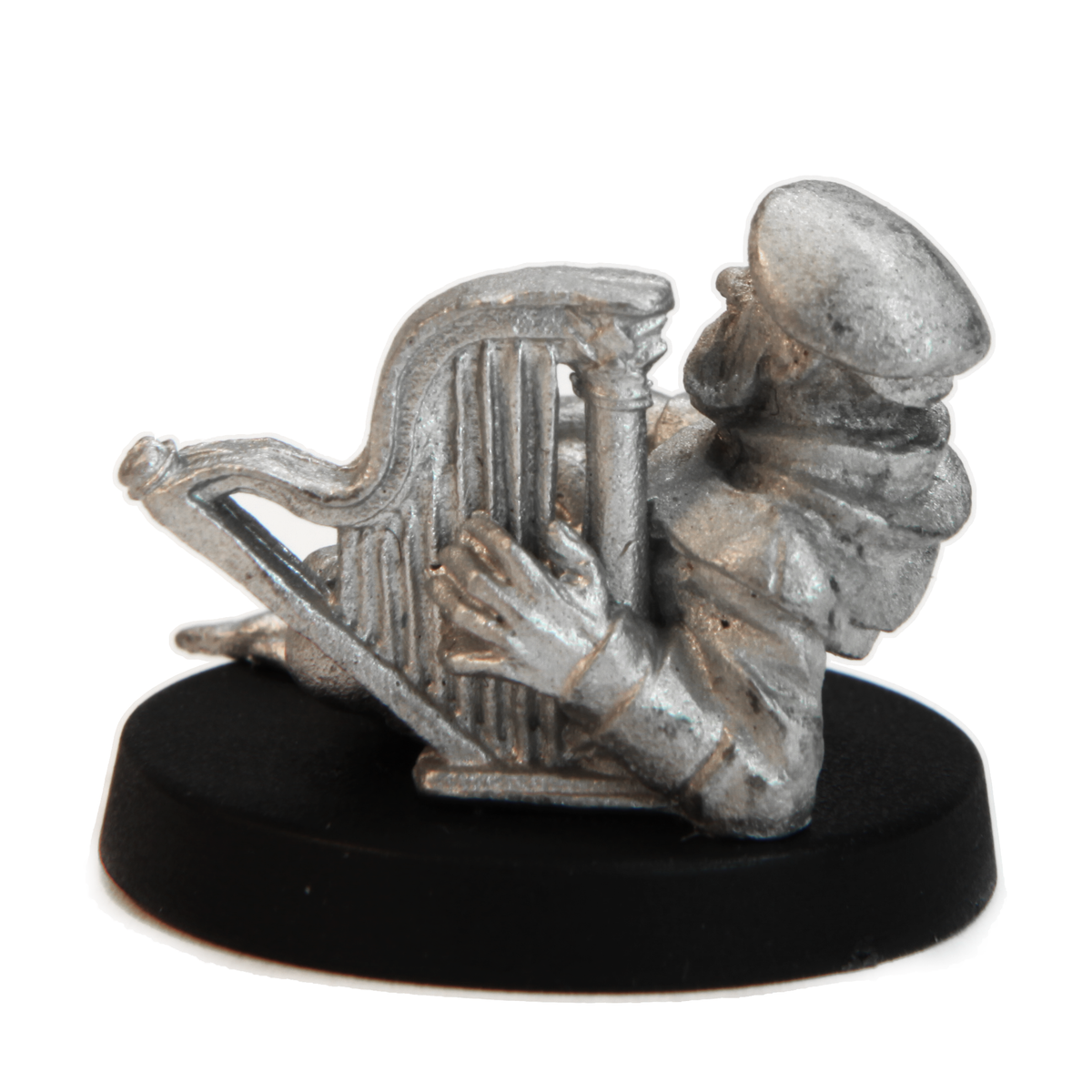 Unpainted pewter Male Dwarven Musician miniature, 30mm long, another view