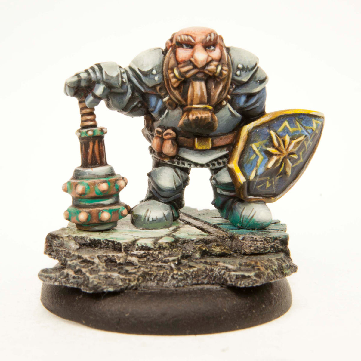 Dwarf Paladin miniature, painted example (ships unpainted)
