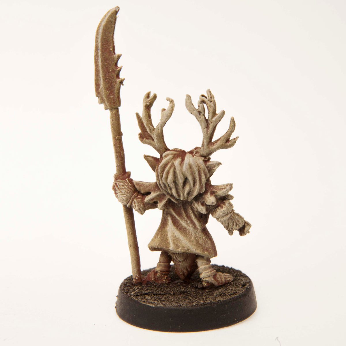 Primed pewter Gnome Druid miniature, 28mm tall, another view