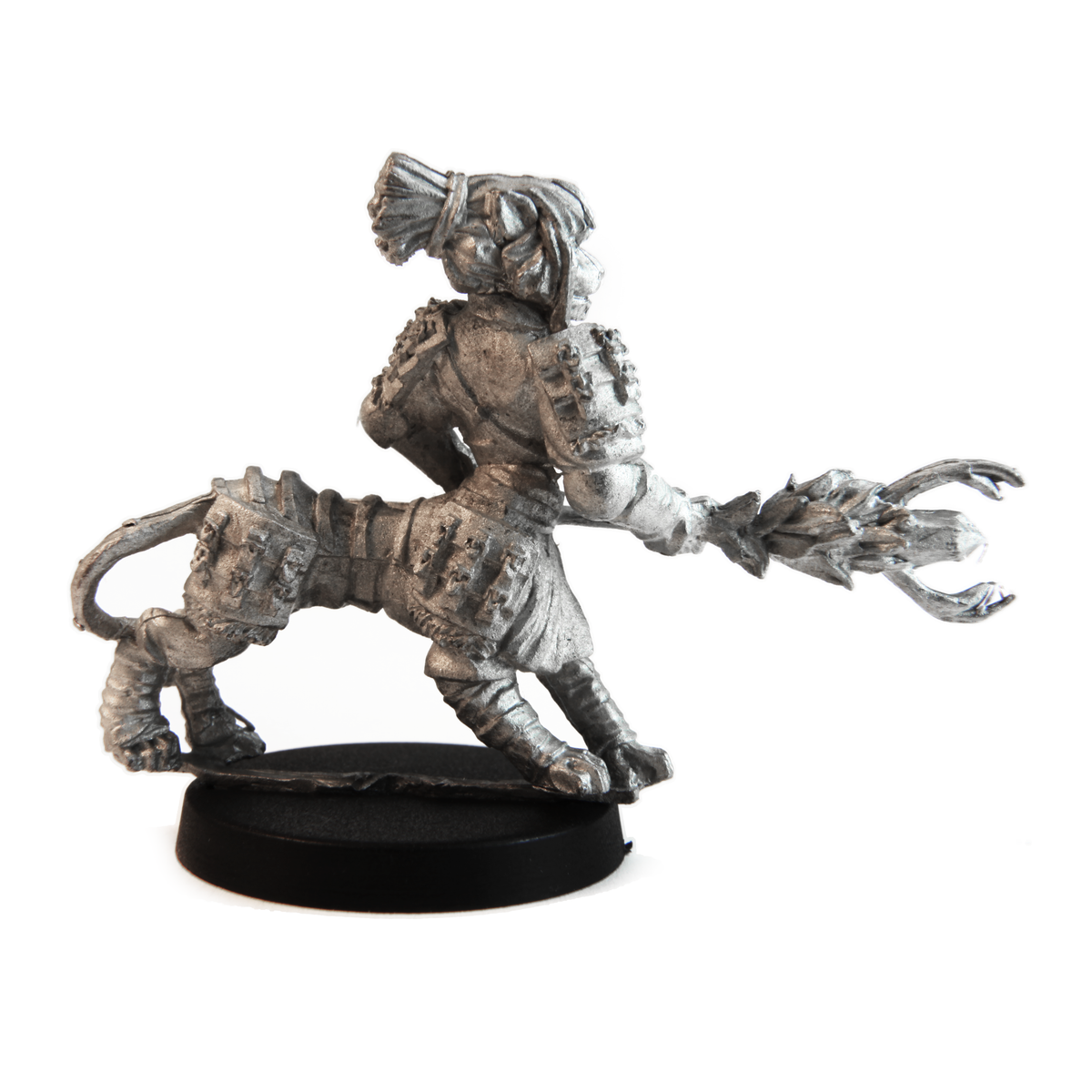 Unpainted pewter Half-Lion Druid miniature, 31mm tall, another view
