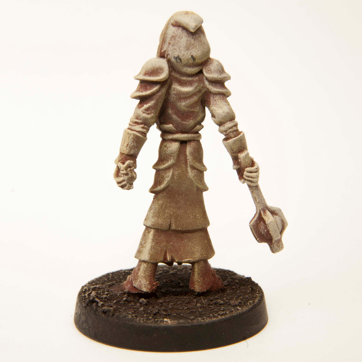 Primed pewter Elf Cleric miniature, 35mm tall, another view