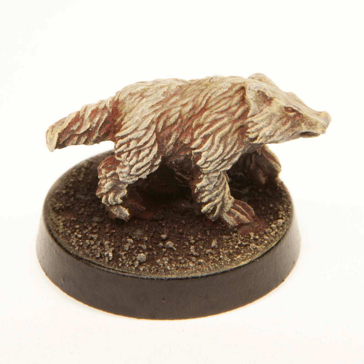Primed pewter Badger miniature, 11mm tall, another view