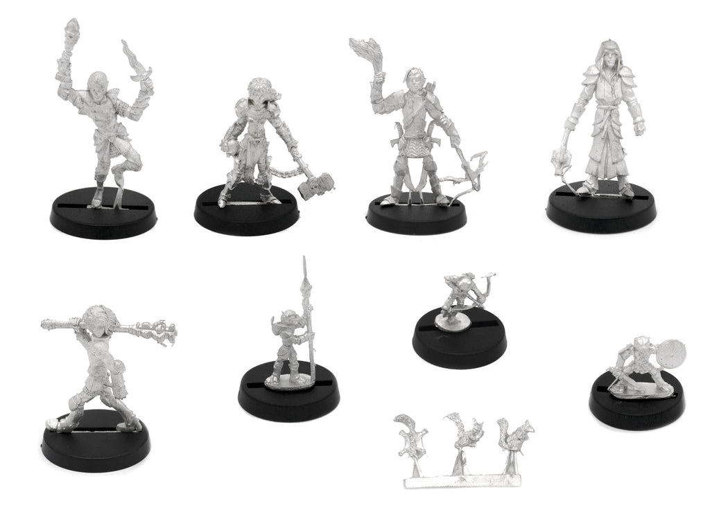 9 Piece League of CynThark Set, unpainted pewter miniatures