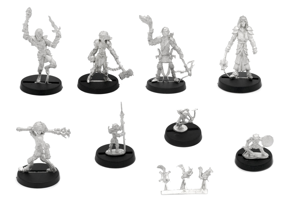 9 Piece League of CynThark Set, unpainted pewter miniatures