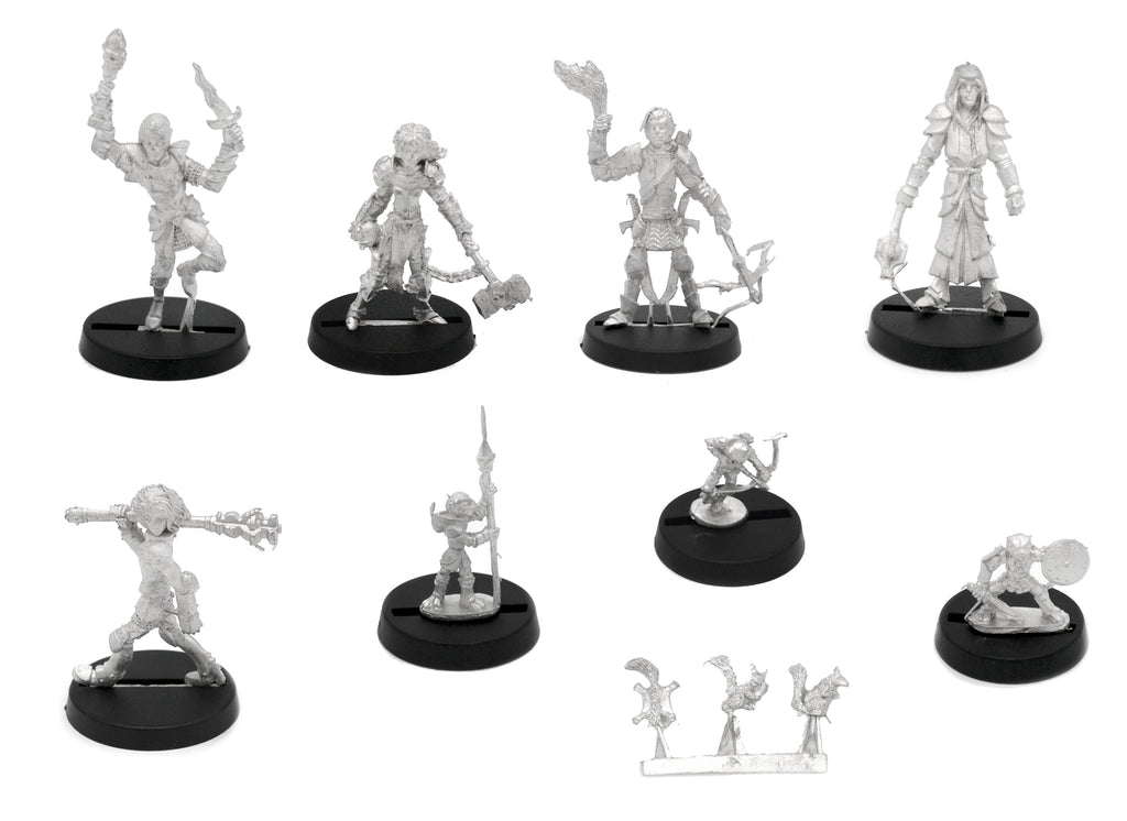 9 Piece League of CynThark Set, unpainted pewter miniatures, another view
