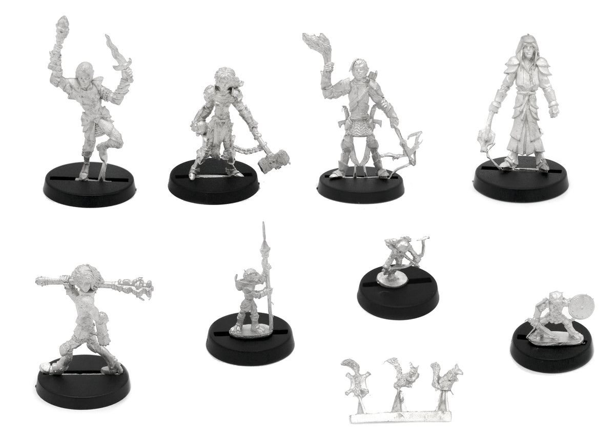 9 Piece League of CynThark Set, unpainted pewter miniatures, another view