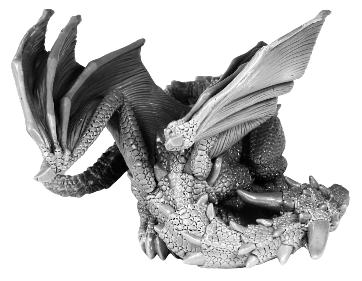Unpainted resin Reclining Dragon miniature, 100mm, another view
