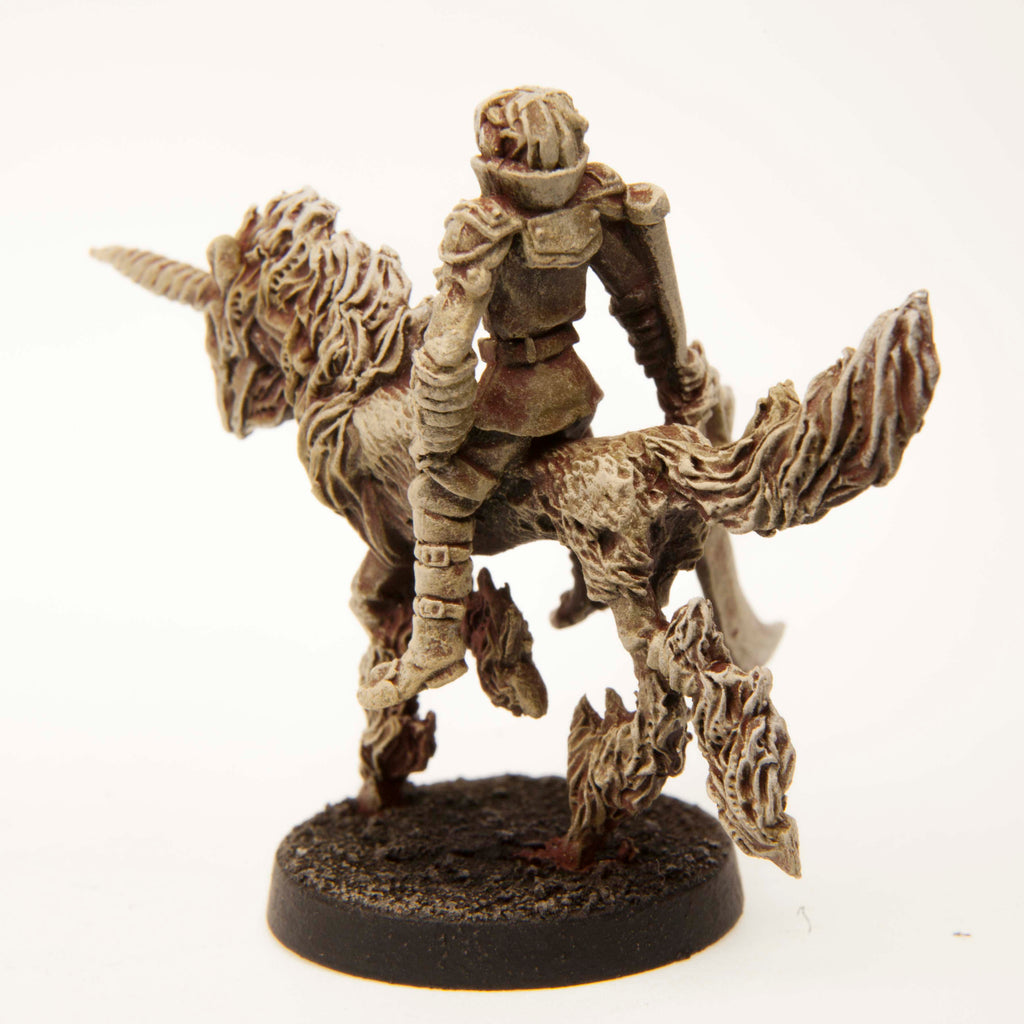 Primed pewter Elf Grand Marshall Mounted miniature, 40mm tall, another view