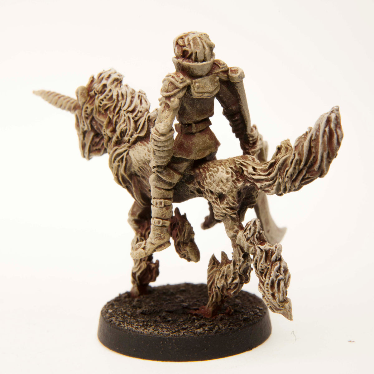 Primed pewter Elf Grand Marshall Mounted miniature, 40mm tall, another view