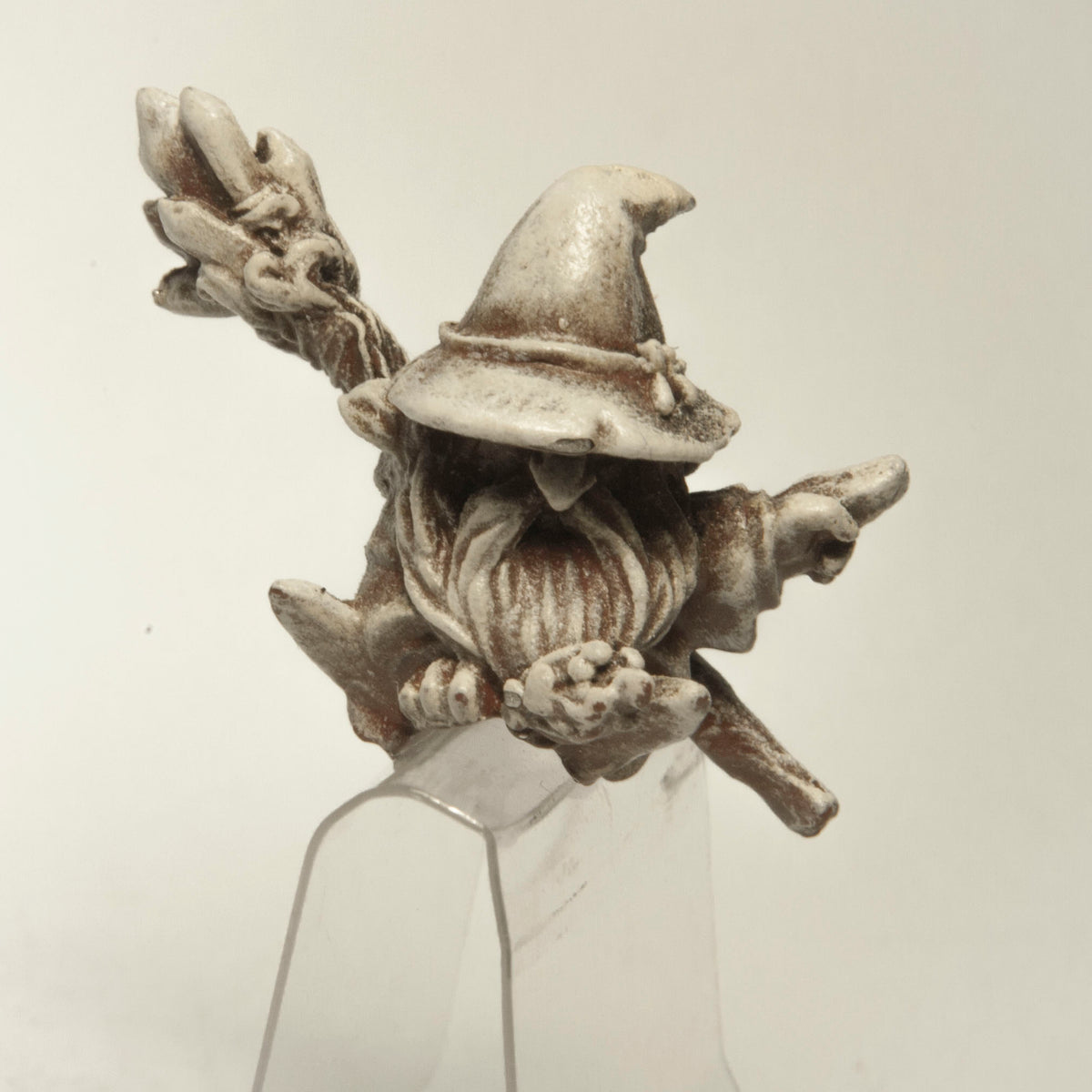Primed pewter Gnome Wizard Rider miniature, 20mm tall