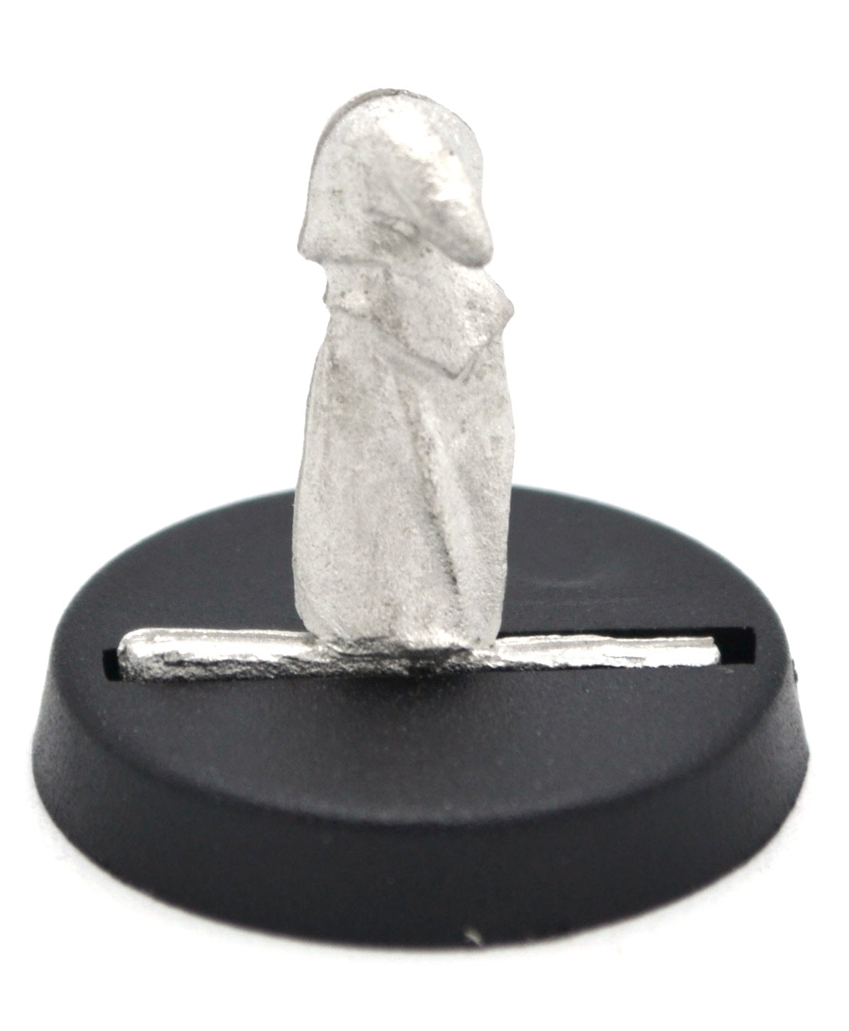 Unpainted pewter Cloaked Grippli miniature, 12mm tall, another view