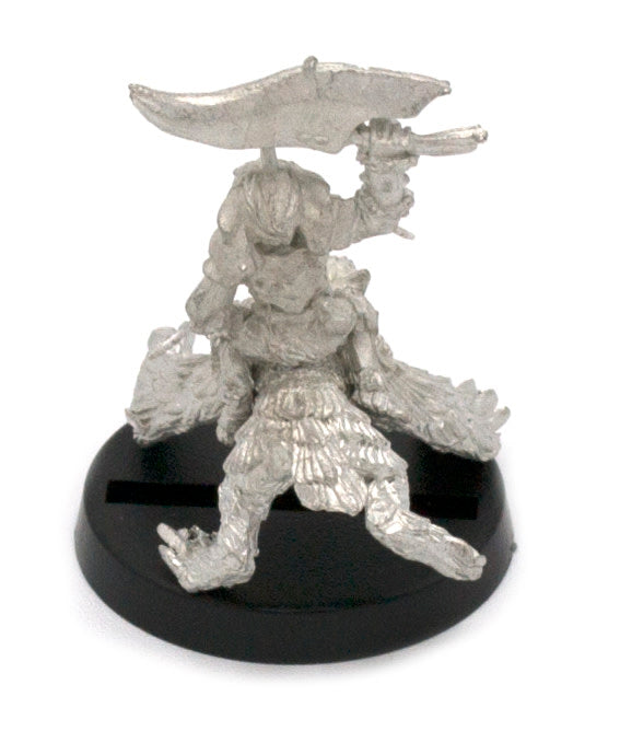 Unpainted pewter Gremlin Raider Mounted miniature, 30mm tall, another view