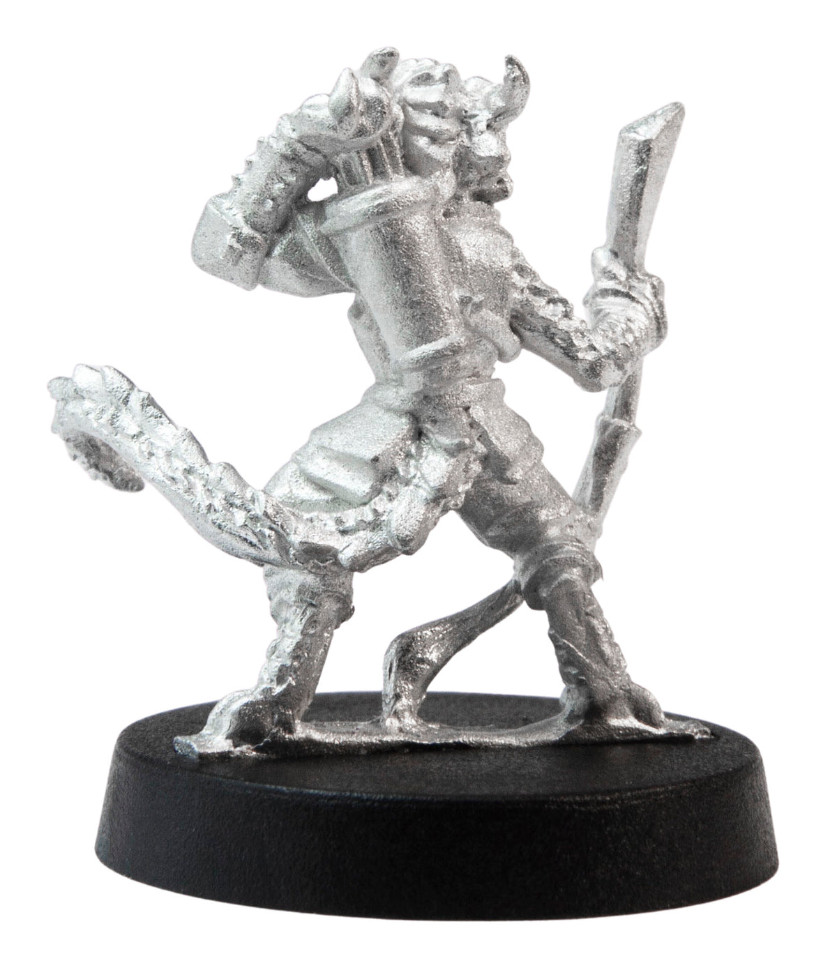 Unpainted pewter Kobold Archer miniature, 23mm tall, another view