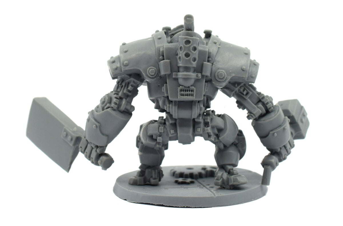 Unpainted resin Gnomish Titan miniature, 63mm tall, another view