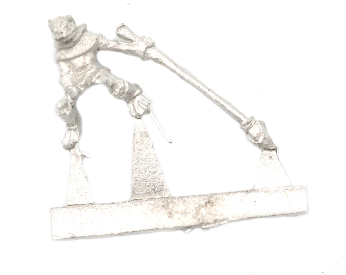 Unpainted pewter Grippli Spearman Rider miniature, 22mm tall, another view