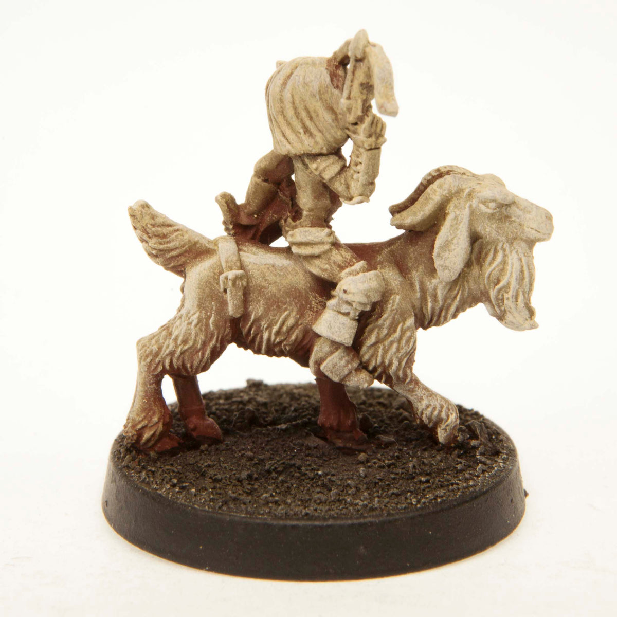 Primed pewter Gnome Scout Mounted miniature, 30mm tall, another view