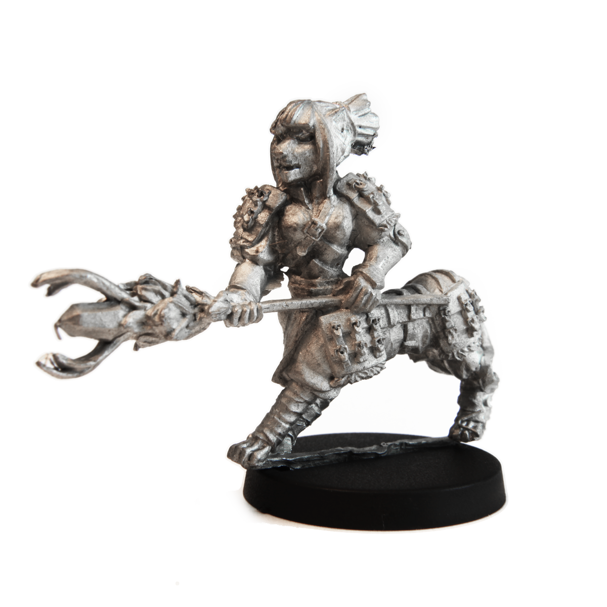 Unpainted pewter Half-Lion Druid miniature, 31mm tall