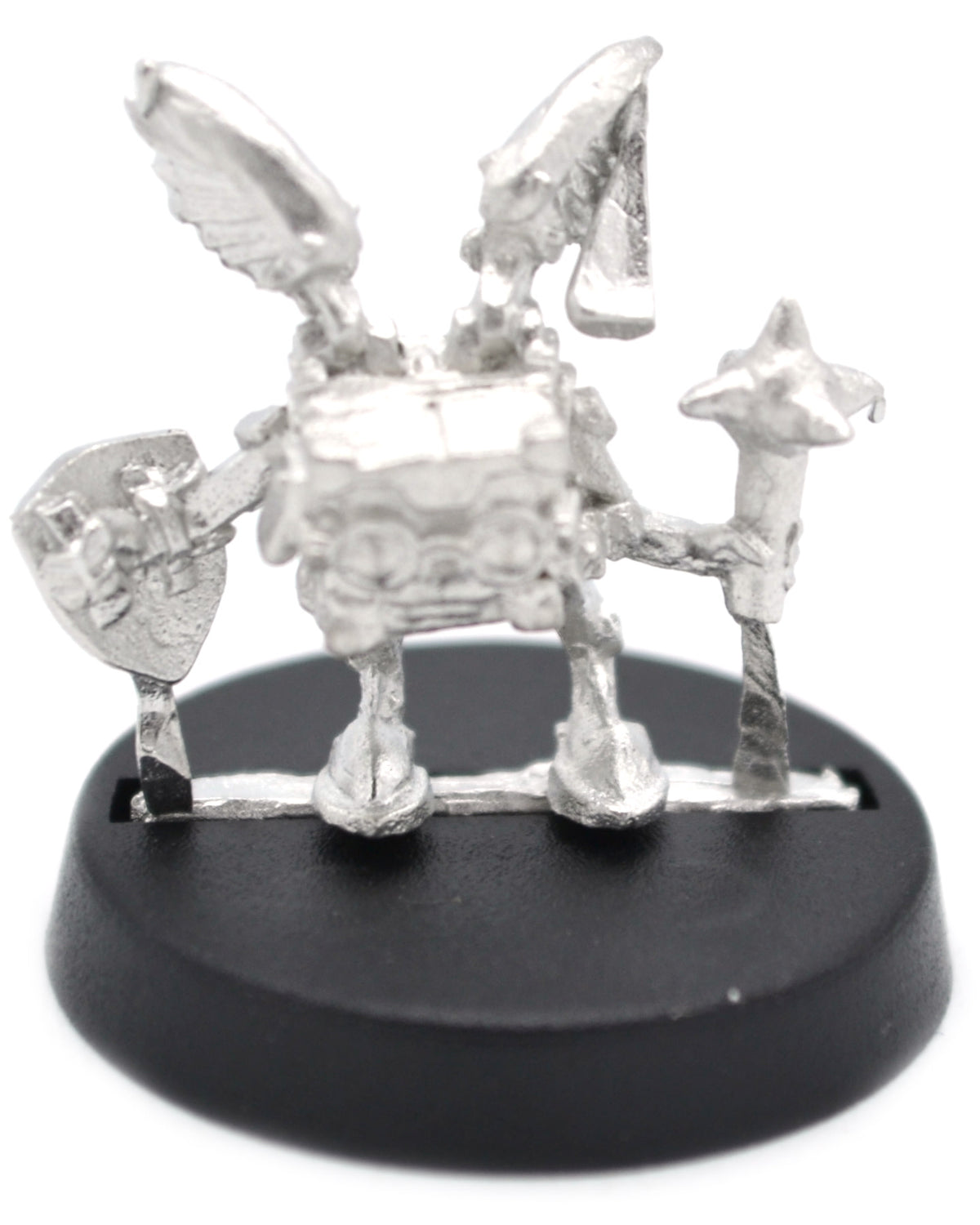 Unpainted pewter Modron Paladin miniature, 15mm tall