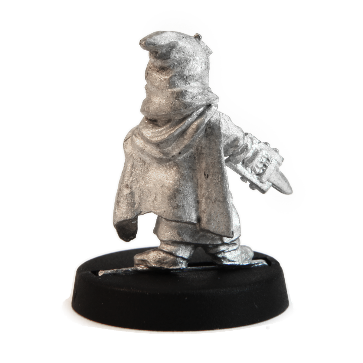 Unpainted pewter Gnome Duskblade miniature, 21mm tall, another view