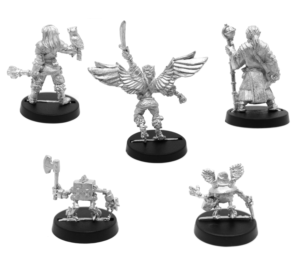 5 Piece Protection Services Set, unpainted pewter miniatures, another view