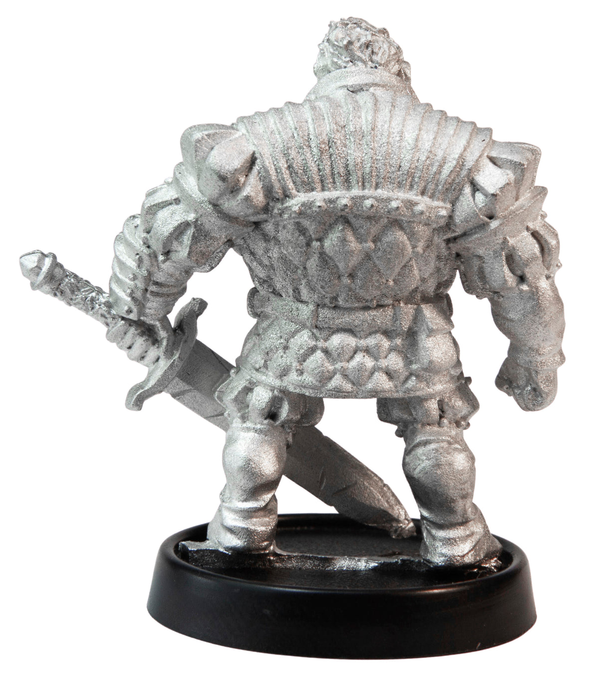 Unpainted pewter Male Human Blademaster miniature, 37mm tall, another view