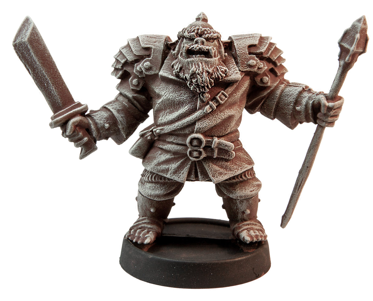 Primed pewter Male Orc Wizard miniature, 40mm tall