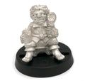 Unpainted pewter Halfling Inn Patron miniature, 17mm tall, another view