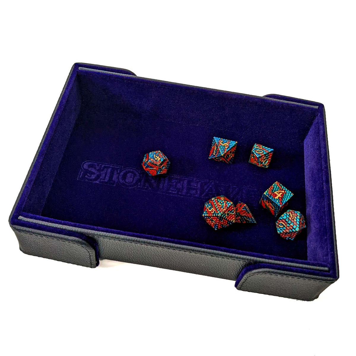 Stonehaven Royal Purple Velvet and PU Leather Magnetic Dice Tray, another view