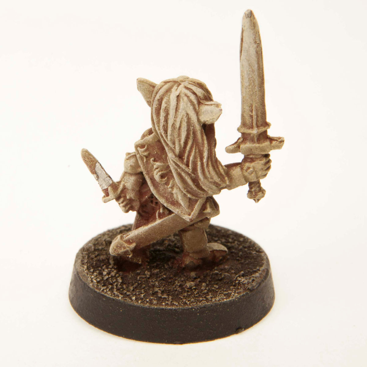 Primed pewter Gnome Paladin miniature, 28mm tall, another view