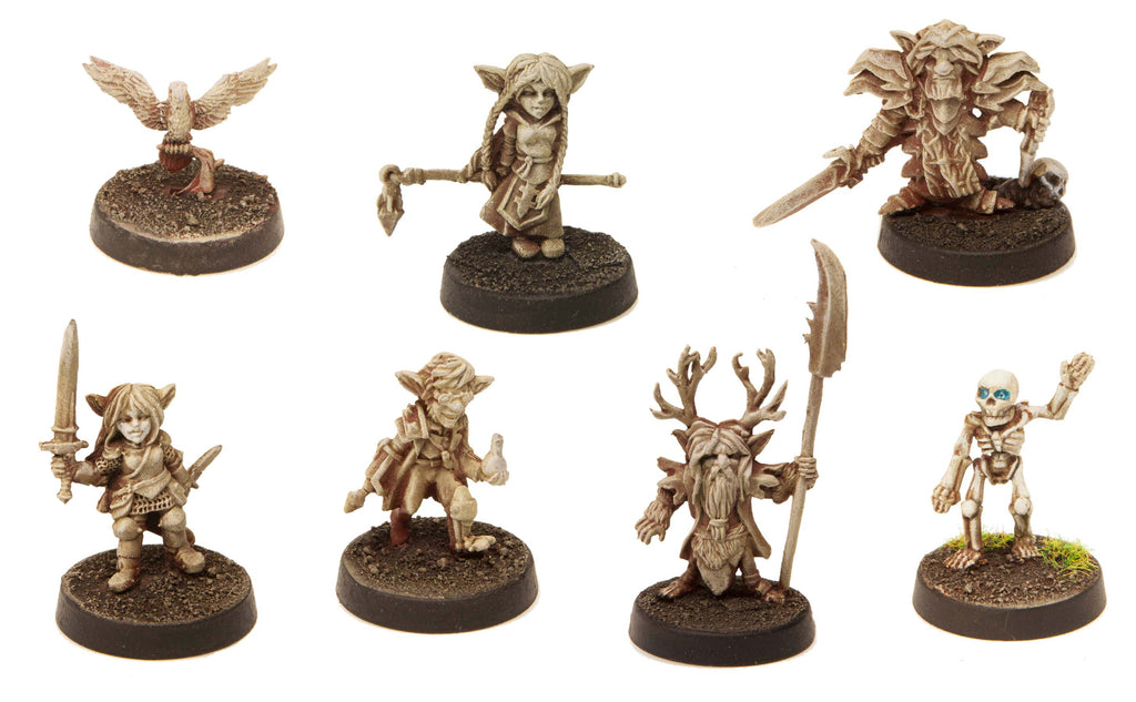 6 Piece Heroes of Sprocketshire Set, primed pewter miniatures