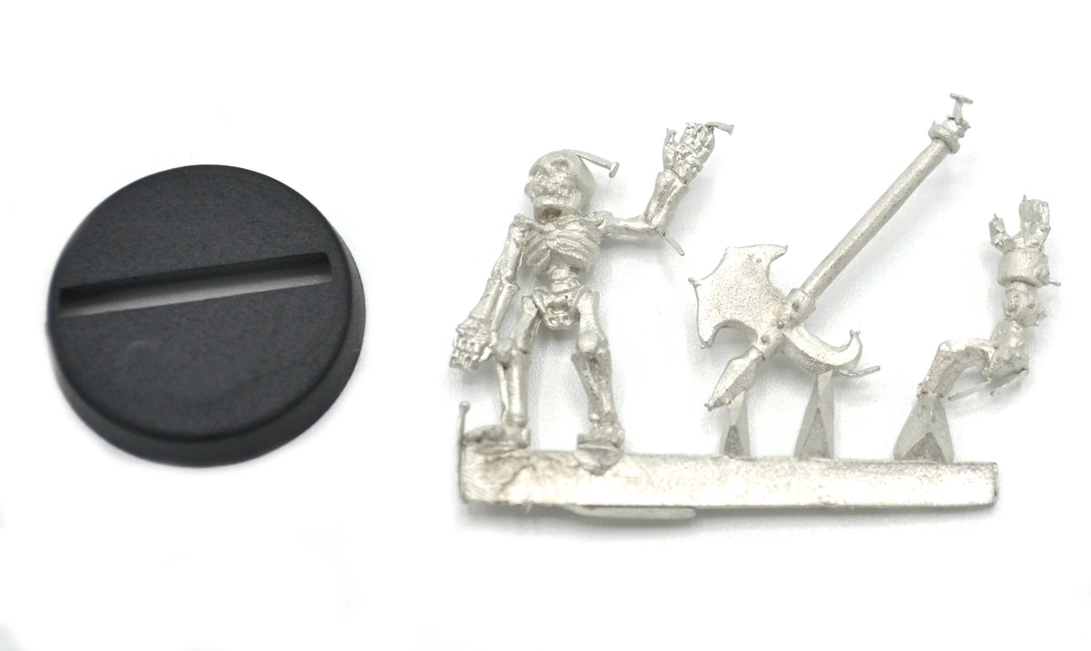Unpainted pewter Gnome Skeleton miniature, 20mm tall, another view