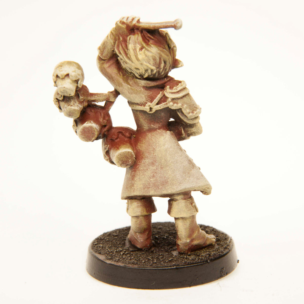 Primed pewter Half-Orc Bard miniature, 35mm tall, another view