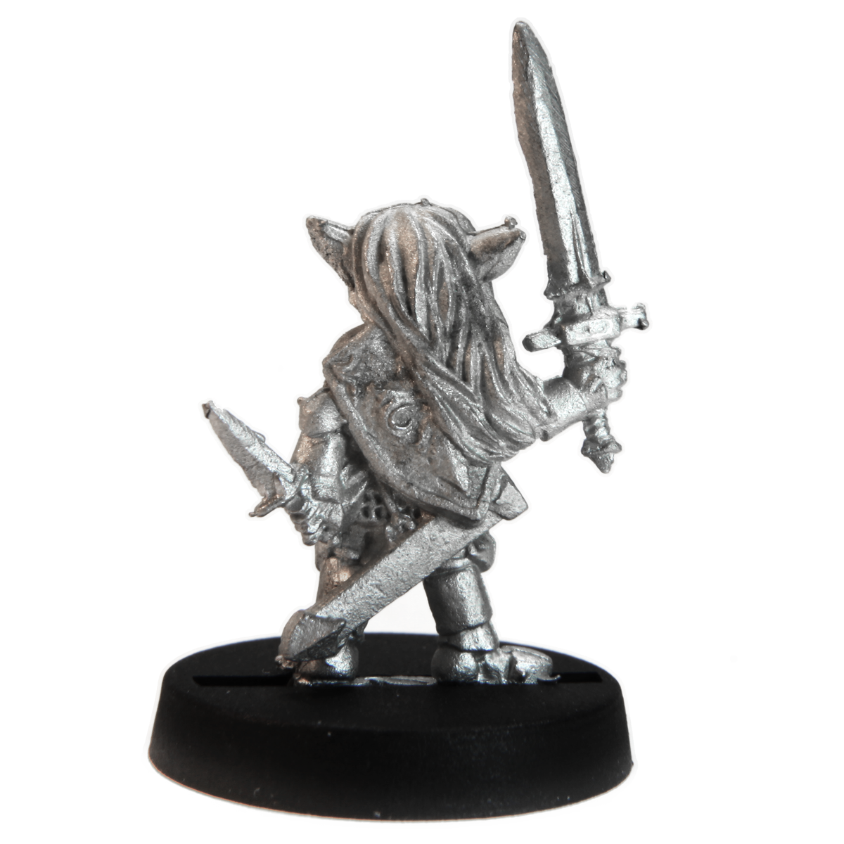 Unpainted pewter Gnome Paladin miniature, 28mm tall, another view
