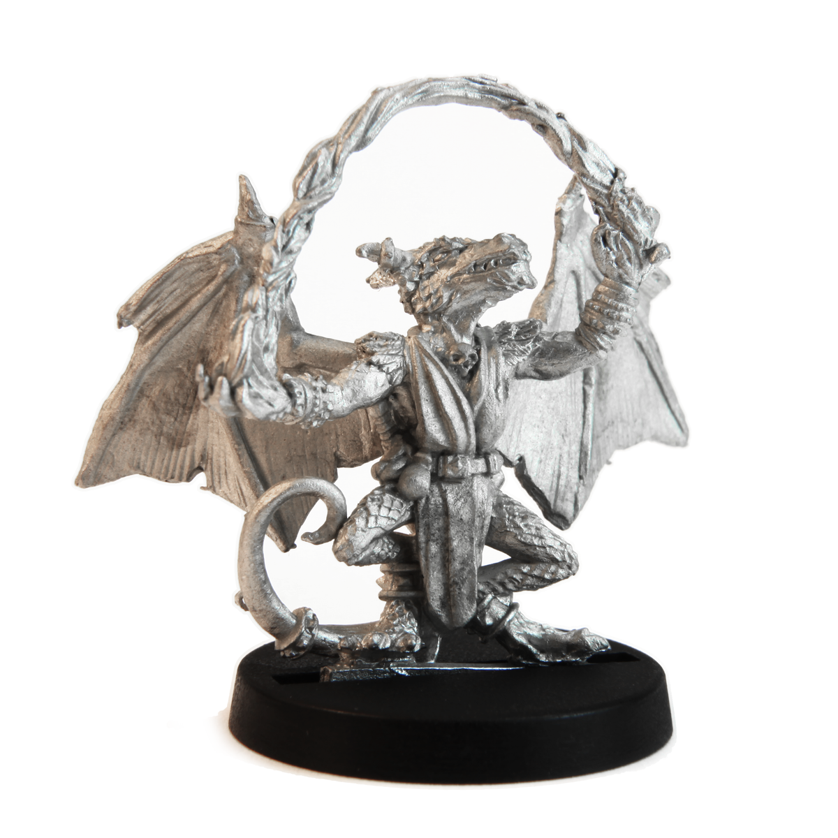 Unpainted pewter Kobold Mage Lord miniature, 32mm tall