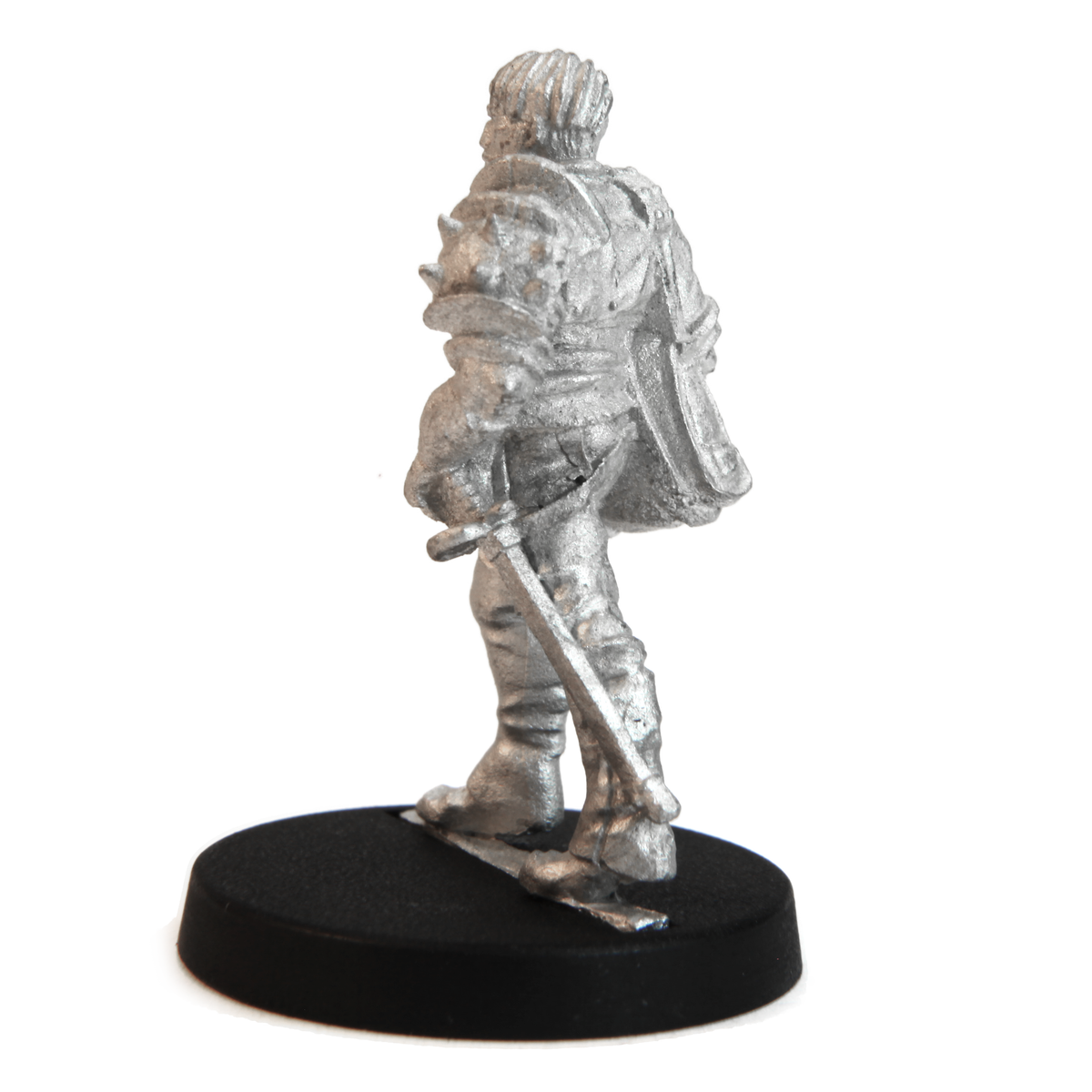 Unpainted pewter Human Blademaster miniature, 32mm tall, another view