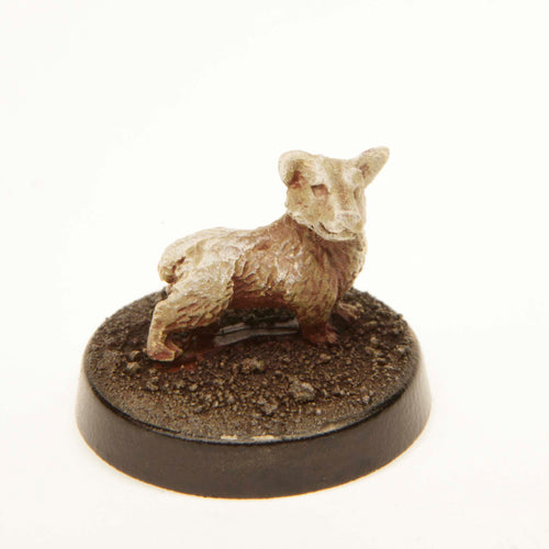 Primed pewter Corgi miniature, 11mm tall